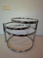 Design double swivel bijzettafel, Minder dan 55 cm, Metaal of Aluminium, Rond, Zo goed als nieuw