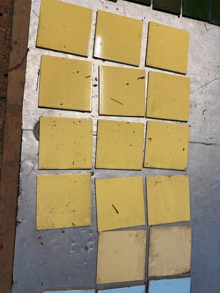 Retro Wandtegels - Groen, Geel & Blauw, Doe-het-zelf en Verbouw, Tegels, Gebruikt, Wandtegels, Keramiek, Minder dan 20 cm, Minder dan 5 m²