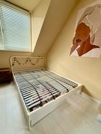 Bed 160x200 Metaal Wit incl. Lattenbodem, Gebruikt, Wit, Tweepersoons, Ophalen of Verzenden