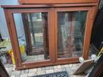 2x Hardhouten raam met kozijn dubbel glas, Raamkozijn, 75 tot 150 cm, Hout, Ophalen