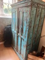 Indiase turquoise houten kast, Antiek en Kunst, Ophalen