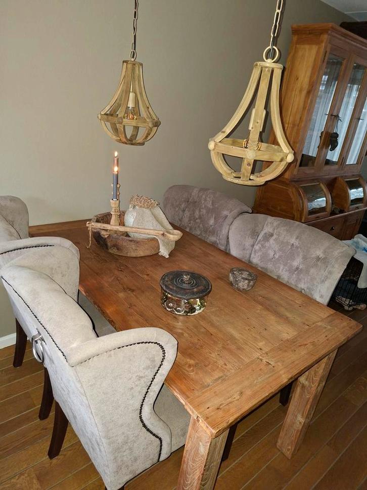 4 eetkamer stoelen landelijk, Huis en Inrichting, Stoelen, Gebruikt, Vijf, Zes of meer stoelen, Grijs, Ophalen of Verzenden