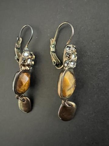 Dyrberg/Kern oorbellen met tijgersteen en swarovski beschikbaar voor biedingen