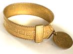 Vintage mesh vergulde gesp armband, Gebruikt, Staal, Ophalen of Verzenden, Met bedels of kralen