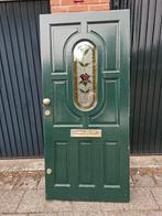 1 leuke oudere groene buitendeur met glas in lood raam, Doe-het-zelf en Verbouw, Ophalen, Gebruikt