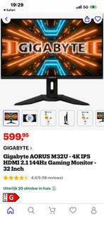 Gigabyte M32U 4k 144Hz Gaming monitor, Computers en Software, Monitoren, IPS, Gigabyte, 101 t/m 150 Hz, Ingebouwde speakers