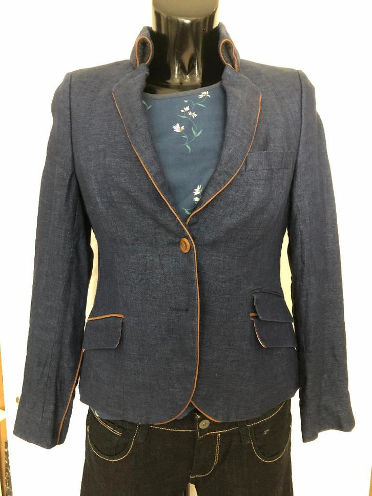Circle of Gentlemen for Women colbert, blauw linnen, maat 36, Kleding | Dames, Jasjes, Kostuums en Pakken, Zo goed als nieuw, Jasje