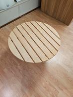 Rond Abachi houten bijzettafeltje, 45 tot 60 cm, Minder dan 55 cm, Gebruikt, Rond