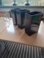 3 hoge zwarte vazen/ bloempotten., Ophalen, Zwart, Aardewerk of Porselein, Zo goed als nieuw