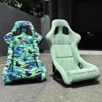 NRG Prisma Cosmo Alcantara Olijf groen Kuipstoel Sportstoel, Auto diversen, Tuning en Styling, Ophalen of Verzenden