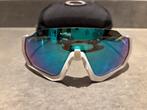 Oakley Flight Jacket in mat wit met Prizm Sapphire-lens, Verzenden, Zo goed als nieuw, Wit, Overige merken