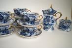 set lomonosov servies singing garden porselein goud blauw, Huis en Inrichting, Keuken | Servies, Ophalen of Verzenden, Zo goed als nieuw