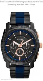 Fossil wart blauw chronograph metaal, Overige merken, Staal, Gebruikt, Staal