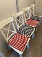 4 houten eetkamerstoelen, Huis en Inrichting, Stoelen, Ophalen, Gebruikt, Wit, Vier