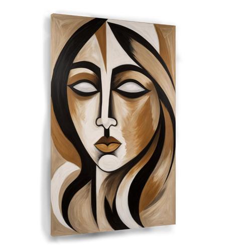 Sierlijke vrouw met beige canvas 60x90cm - 18mm., Huis en Inrichting, Woonaccessoires | Schilderijen, Tekeningen en Foto's, Nieuw