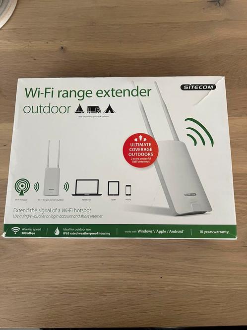 Sitecom WLX-2100 N300 Wi-Fi Outdoor Range Extender, Computers en Software, Netwerk switches, Zo goed als nieuw, Ophalen of Verzenden