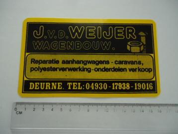sticker oud Deurne J vd WEIJER WAGENBOUW retro polyester  beschikbaar voor biedingen
