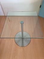 Design bijzettafel met RVS voet en geslepen glasplaat (8mm), Minder dan 55 cm, Gebruikt, Design, Vierkant
