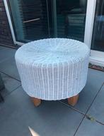 💝 Poef voetenbank wit riet rotan - landelijk strand beach, Ophalen, Minder dan 50 cm, Zo goed als nieuw, Beach boho