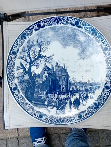 Delfts blauw wandbord 39 cm doorsnee  beschikbaar voor biedingen