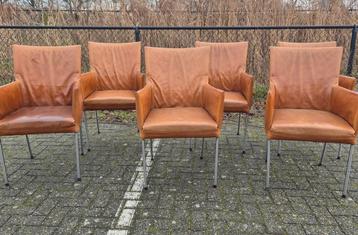 Vintage Bert Plantagie Arc design eetkamerstoelen leer beschikbaar voor biedingen