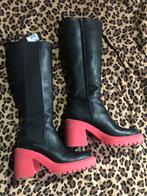 Wojas lederen laarzen met rode plateauzolen, Hoge laarzen, Zwart, Wojas, Nieuw