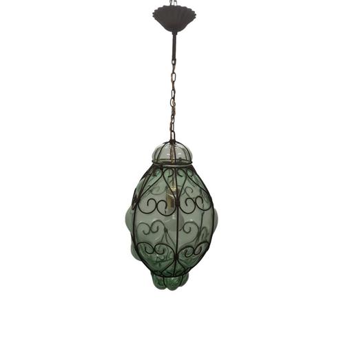 Vintage Venetiaanse Murano hanglamp, Huis en Inrichting, Lampen | Hanglampen, Gebruikt, Minder dan 50 cm, Glas, Metaal, Ophalen of Verzenden