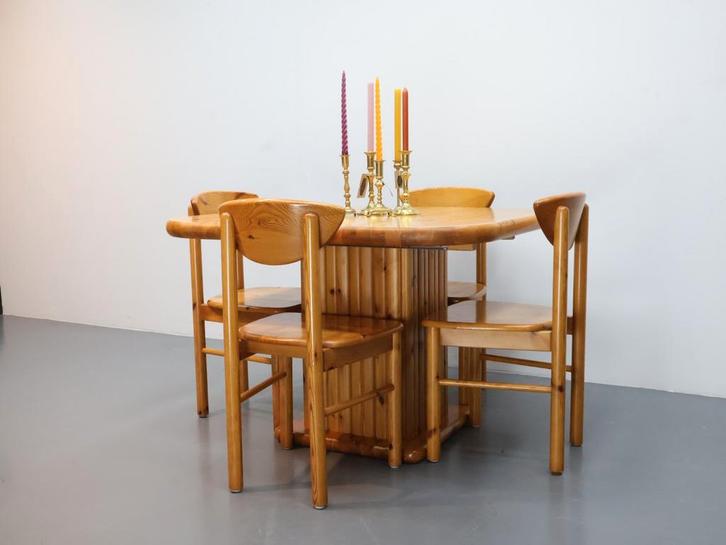 Vintage eettafel | Grenen | Uitschuifbaar, Huis en Inrichting, Tafels | Eettafels, Gebruikt, 50 tot 100 cm, 150 tot 200 cm, Vier personen
