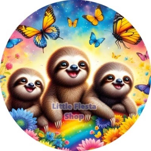 LF4011 ouwel luiaard 20x4,7cm eetbare cupcake rondjes vers, Hobby en Vrije tijd, Taarten en Cupcakes maken, Nieuw, Versiering