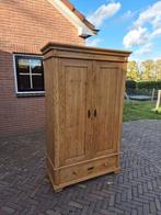 Strakke Antieke Grenen Kast met Lade en Planken