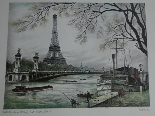 PARIS * ZEEFDRUK * 1975 EN 1980 * Drie Stuks *, Antiek en Kunst, Kunst | Litho's en Zeefdrukken, Verzenden