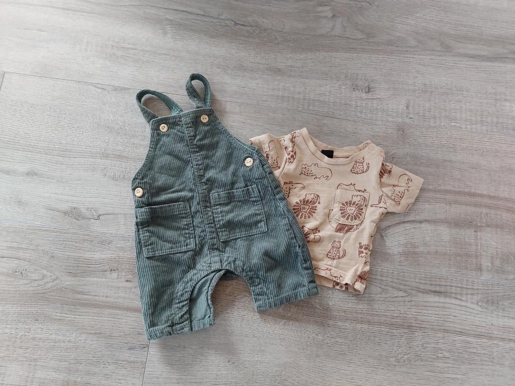 Korte tuinbroek en shirt maat 50, Kinderen en Baby's, Ophalen of Verzenden, Jongetje of Meisje, Broekje