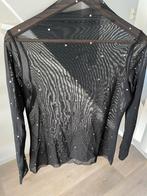 Zwarte Mesh Top met Strass, Zwart, Zo goed als nieuw, Lange mouw, Ophalen