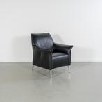 2x Leolux Mayuro Fauteuil Zwart Leer - Chroom, Minder dan 75 cm, Ophalen of Verzenden, Zo goed als nieuw, Metaal