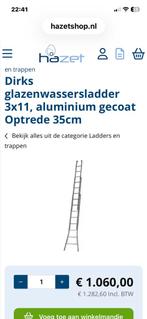 Gebruikte Dirks glazenwassersladder 3x11 - Aluminium gecoat, Doe-het-zelf en Verbouw, Ladders en Trappen, Ophalen, Nieuw, Ladder