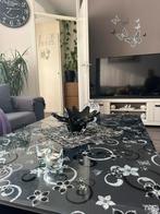 Stevige houten eettafel + 6 stoelen & salontafel, Ophalen, Zo goed als nieuw, 4 tot 6 stoelen