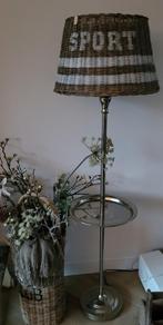 Chroomkleurige staande lamp met rieten riveira maison kap., Ophalen, Gebruikt, 150 tot 200 cm