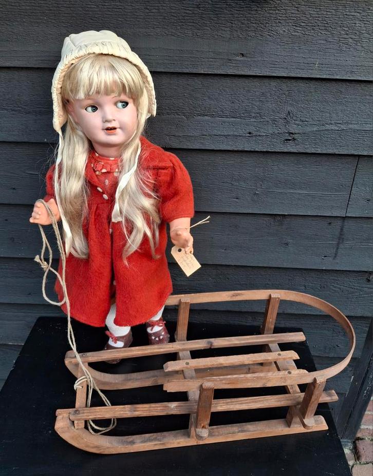 Antieke Poppen slee, sleetje voor Pop of Beer., Antiek en Kunst, Antiek | Speelgoed, Ophalen of Verzenden