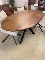 WALNOOT OVAAL MASSIEF MANGO LEEGVERKOOP CHEFMEUBEL VOORRAAD!, Ophalen, Bruin, Nieuw, Modern