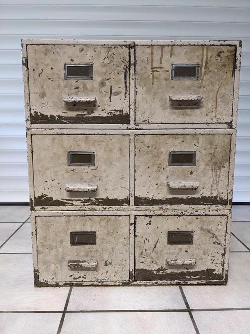 6 Oude metalen archiefkasten, Huis en Inrichting, Kasten | Roldeurkasten en Archiefkasten, Gebruikt, Minder dan 100 cm, 50 tot 100 cm