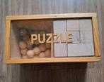Houten Denkspel Puzzels in Houten Doosje, Ophalen of Verzenden, Gebruikt