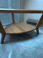 Massief houten salontafel met glazen blad, Ophalen, 50 tot 100 cm, Eikenhout, 50 tot 100 cm