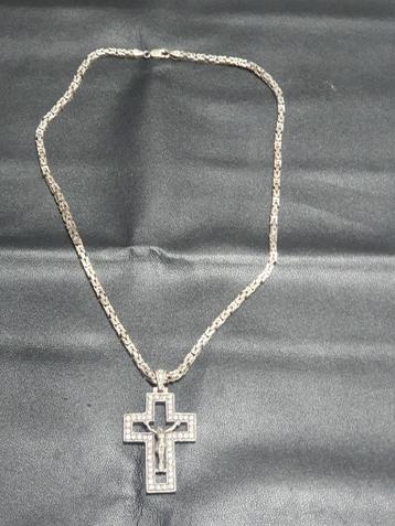 Opruiming zilveren koningsketting met kruis 925 gekeurd zilv beschikbaar voor biedingen
