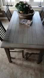 Eethoek met 4 stoelen - vergrijst eiken - 159 X 88 X 75 cm, Ophalen, Gebruikt, Brocant, 4 tot 6 stoelen