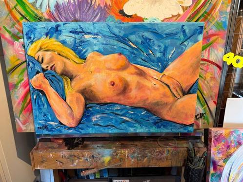 Schilderij naakte dame in pikante pose, Antiek en Kunst, Kunst | Schilderijen | Modern, Ophalen