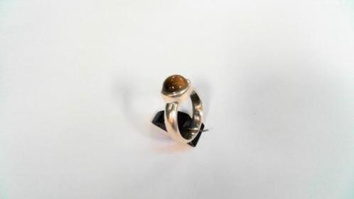 13802-6 Zilveren Ring Met Tijgeroog, Sieraden, Tassen en Uiterlijk, Ringen, Zo goed als nieuw, Dame, 17 tot 18, Zilver, Zilver
