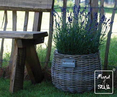 Rotan plantenmand rond, Tuin en Terras, Bloembakken en Plantenbakken, Nieuw, Overige materialen, Binnen, Balkon, Tuin, 30 tot 60 cm