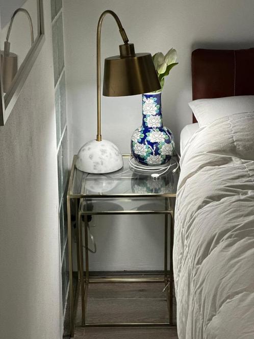 Pair of Nesting Tables, Huis en Inrichting, Tafels | Sidetables, Gebruikt, 25 tot 50 cm, Minder dan 50 cm, Vierkant, Glas, Metaal