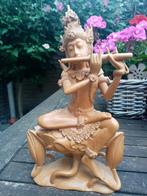 houten Krishna fluitspeler (gesigneerd), Antiek en Kunst, Ophalen of Verzenden