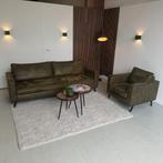 GRATIS BEZORGING - Groene rechte bank met fauteuil - Just, Stof, Driepersoons, 75 tot 100 cm, Ophalen of Verzenden